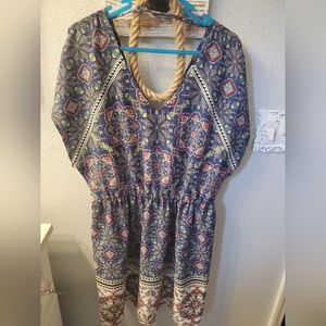 Charlotte Russe dress, blue aztec design, comfy dress, size large
